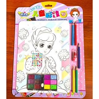 Tranh Tô Màu Trang Điểm Kèm Thỏi Son Bút Chì 4 Tờ A4 (ảnh ngẫu nhiên)