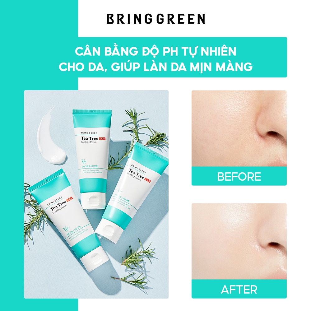 Sữa Rửa Mặt Ngừa Mụn Làm Dịu Da Tràm Trà Bring Green Tea Tree Cica Trouble Cleansing Foam 300ml