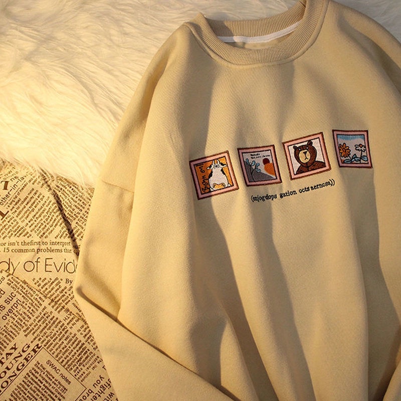 Áo hoodie trần bông , áo nỉ chú gấu unisex dáng rộng | BigBuy360 - bigbuy360.vn