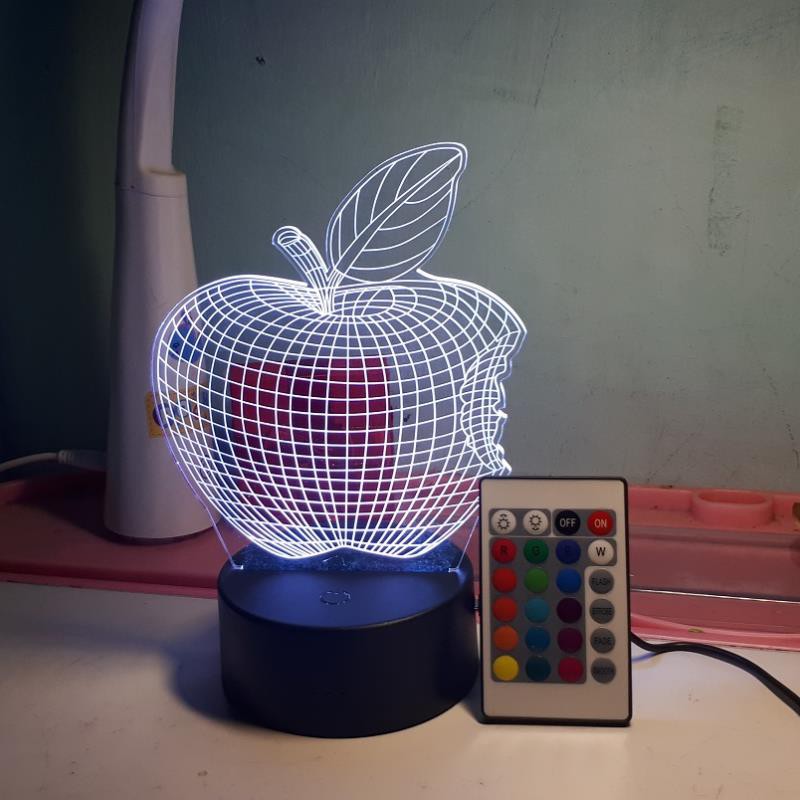 Đèn ngủ, Đèn trang trí Led 3D, Đèn ngủ 16 màu mini có điều khiển