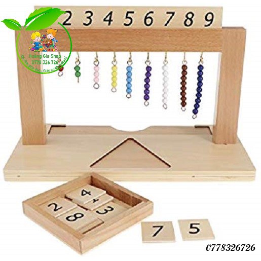 Móc treo các chuỗi hạt cườm màu từ 1 đến 9 Montessori (Hanger for Color Bead Stairs)