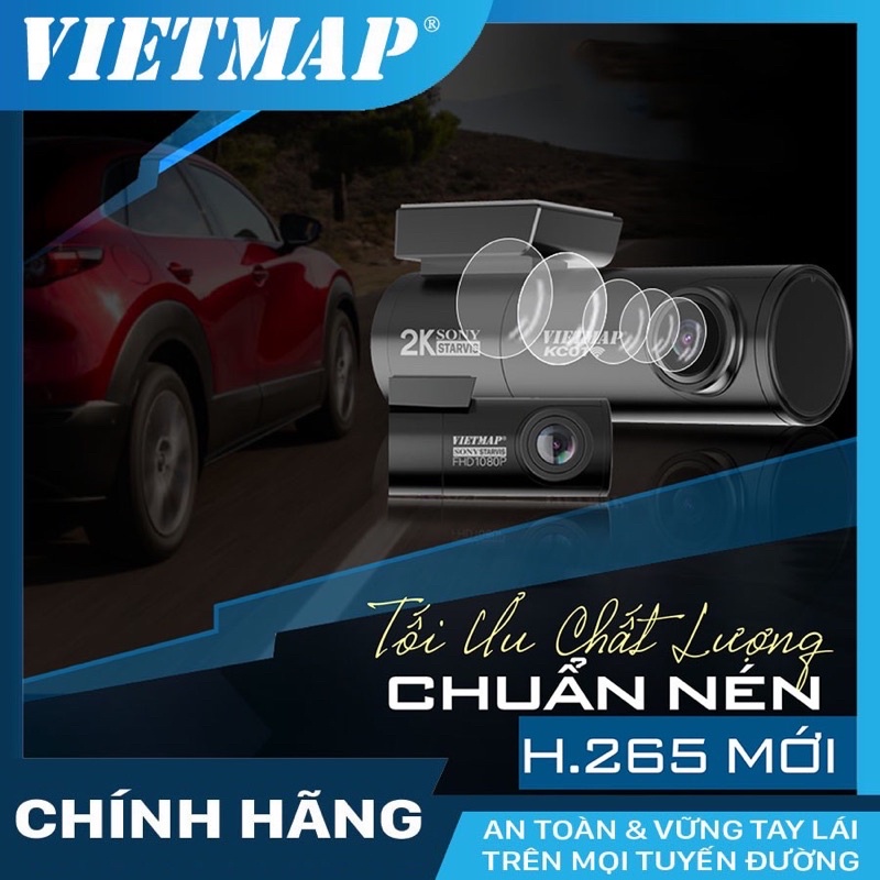 Camera hành trình VIETMAP KC01 V.2 Cảnh Báo Giao Thông, Cảm biến 2K Sony Starvis
