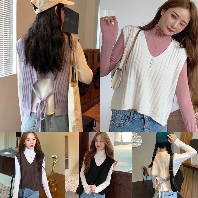 Áo không tay dệt kim phong cách Hàn Quốc dễ thương dành cho nữ | BigBuy360 - bigbuy360.vn