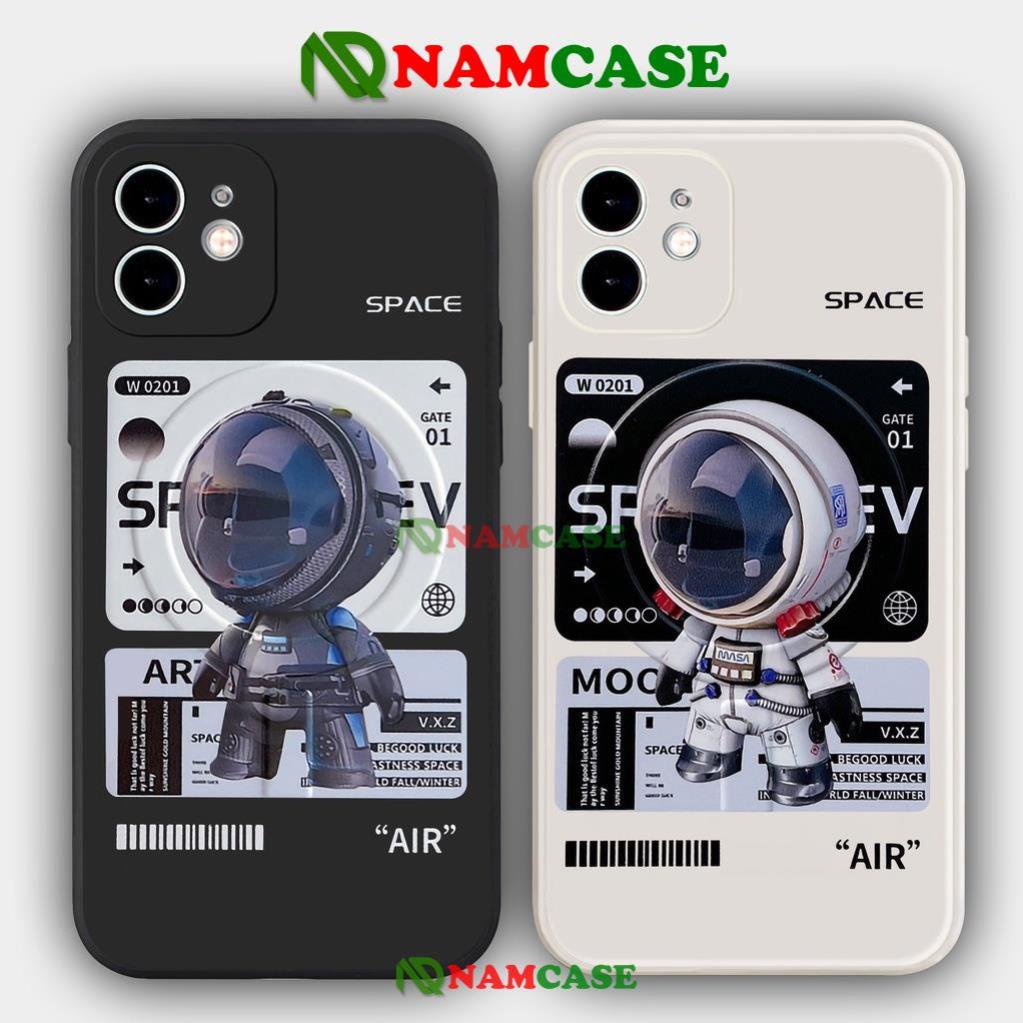 Ốp lưng iPhone Phi hành gia Nasa Cute cạnh viền vuông silicon mềm dẻo cho iphone 6/6s/7/8/X/XS/11/12/13 Pro Plus Max
