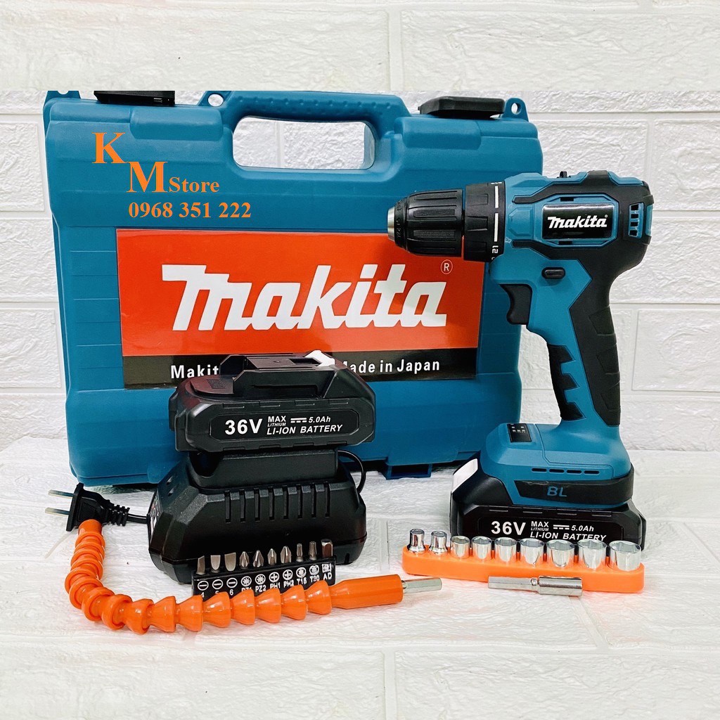 [ TẶNG BỘ PHỤ KIỆN 24 CHI TIẾT] Máy khoan pin MAKITA 36V, Máy khoan bê tông, CÓ BÚA. LÕI ĐỒNG 100%.