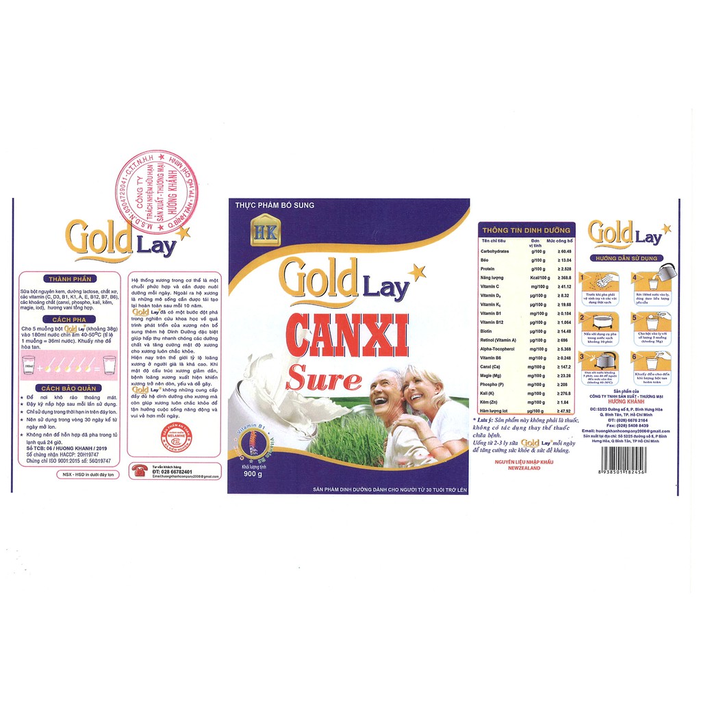 Sữa Canxi Goldlay 900g - Bổ sung Canxi, ngăn ngừa loãng xương cho người từ 30 tuổi trở lên