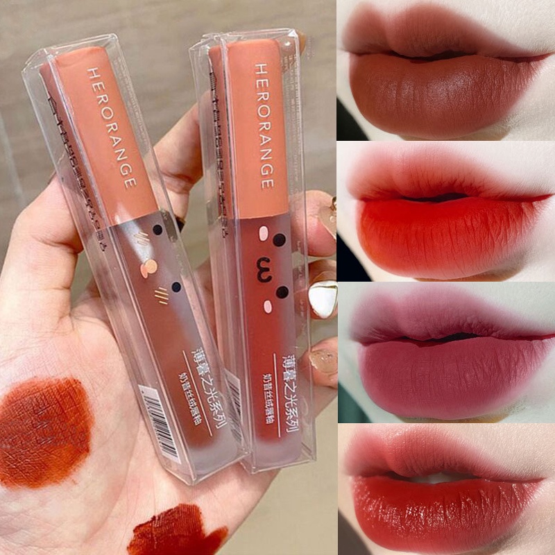 ✿Son Lì Herrange Mịn Như Nhung✿ Son Môi Dưỡng Ẩm Chống Nước 6 Màu Tùy Chọn✿ Son Môi Màu Đỏ Lâu Trôi ✿Son Tint Màu Nâu Chống Dính ✿Mỹ Phẩm Phụ Nữ✿Son Môi Trang Điểm