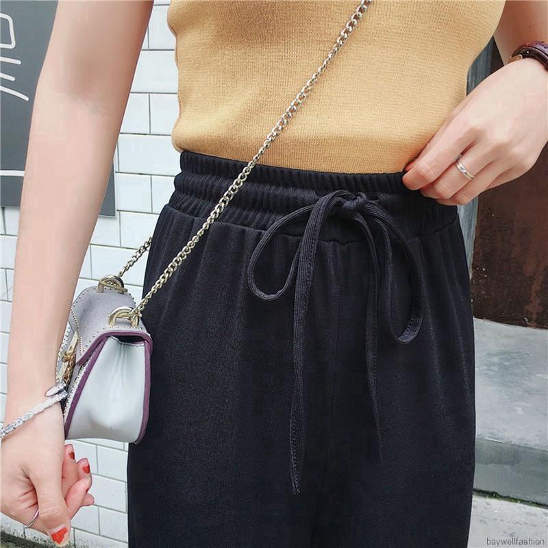 [Baywellfashion]Quần ống rộng lưng cao co dãn cho nữ | BigBuy360 - bigbuy360.vn