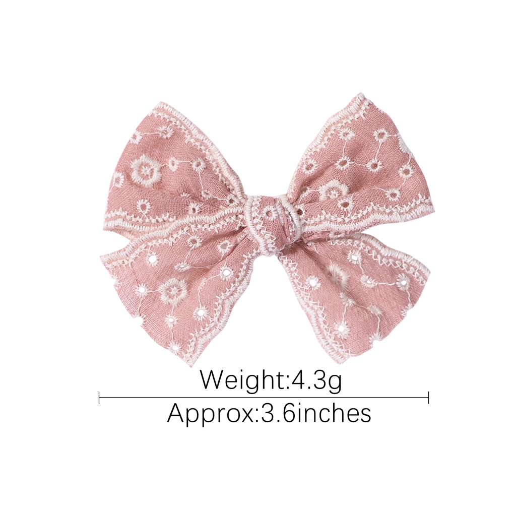 RainBow Bows 1 Kẹp Tóc Nơ Ren Màu Trơn Dễ Thương Dành Cho Bé Gái