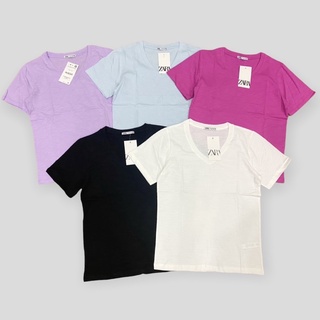 Áo thun basic V cổ Tim ZR  cotton sượt organic