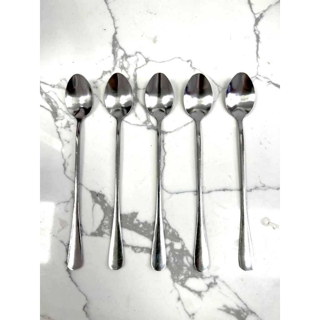 Bộ thìa muỗng inox cán dài đầu nhọn 100% inox Sài Gòn 02 sáng bóng đẹp cao cấp dày dặn dài 18,5cm