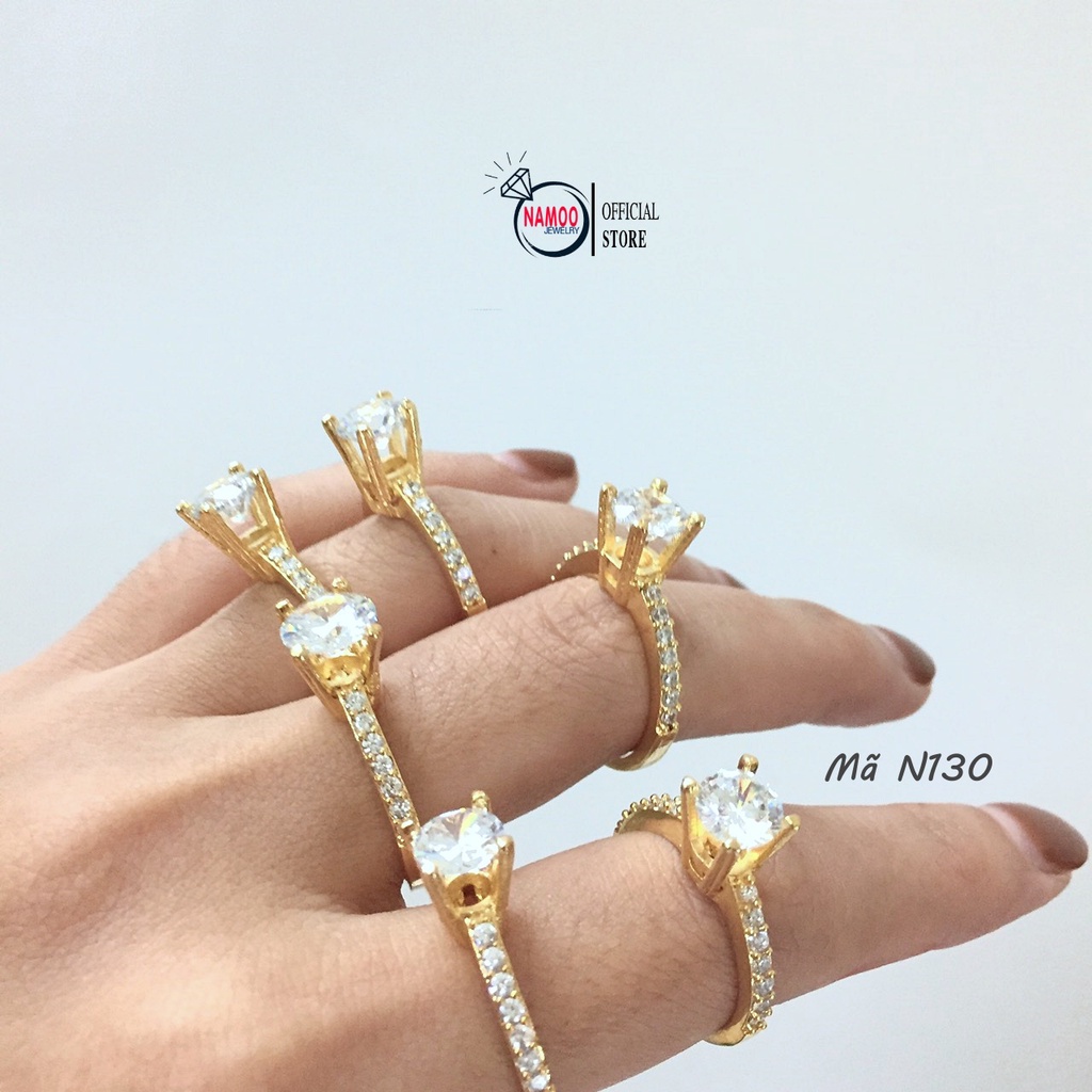 Nhẫn Đính Đá Nữ bản Nhỏ Hột Cao N130 Mạ Vàng Namoo Jewelry