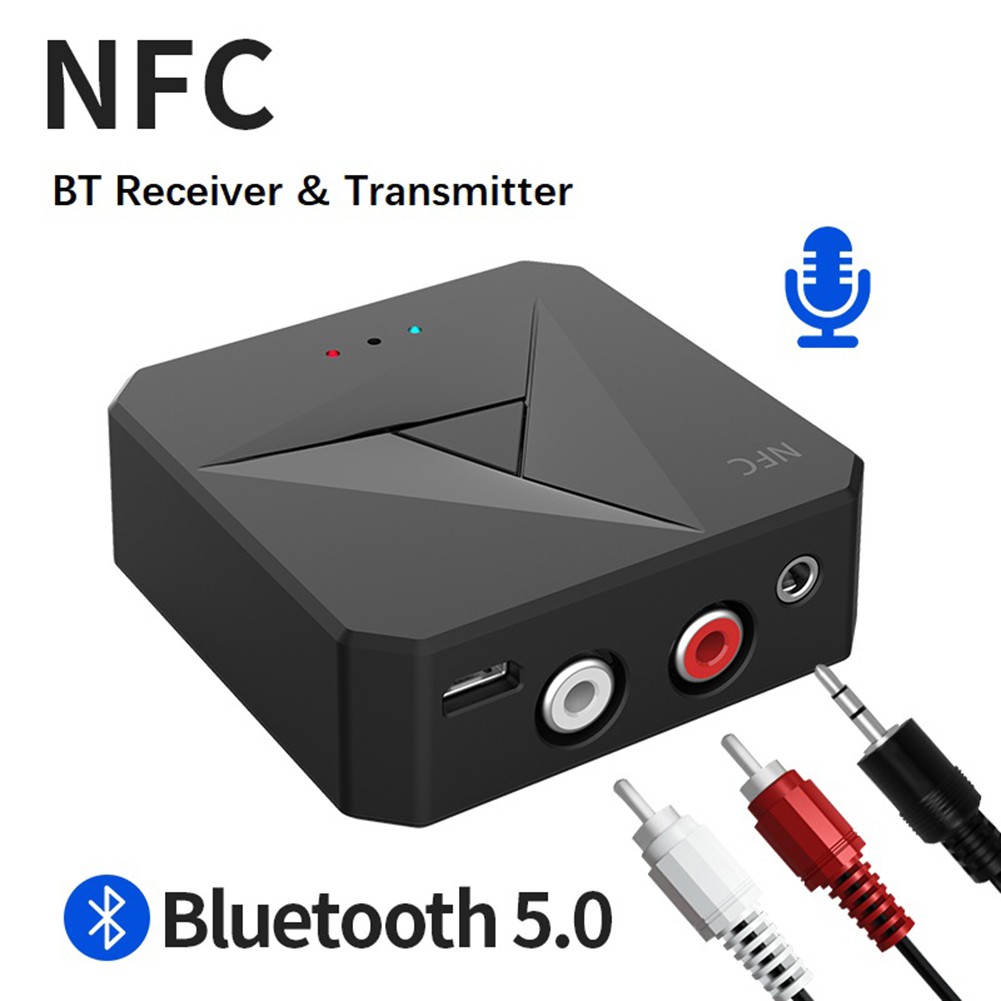 Thiết bị thu phát tín hiệu âm thanh bluetooth NFC 5.0 RCA không dây để bàn