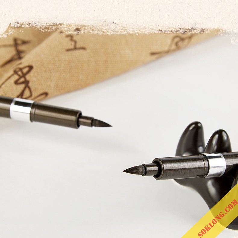 Bút lông đầu cọ viết brush letering nét thanh nét đậm, thư pháp Baoke B27