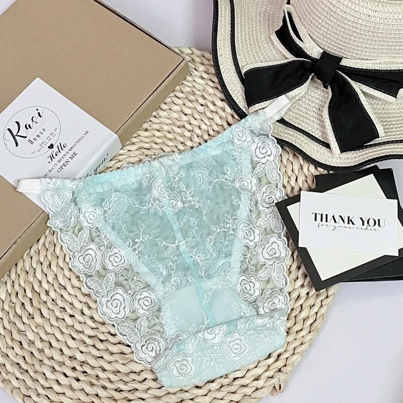 Set đồ lót nội y thiết kế ren hoa xanh