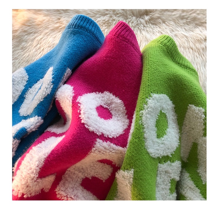 Áo sweater tay dài cổ tròn dáng rộng thêu chữ phong cách retro Nhật Bản cá tính cho nam