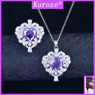 Bộ Vòng cổ + nhẫn + bông tai + nhẫn hình hoa oải hương