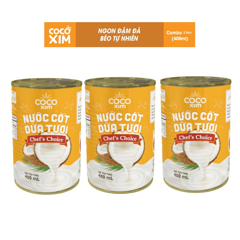 Nước cốt dừa Cocoxim Chefs Choice 400ml combo 3 lon