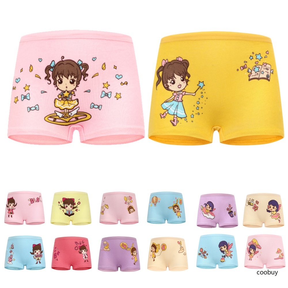 Quần lót boxer vải cotton in hoạt hình dễ thương dành cho bé gái