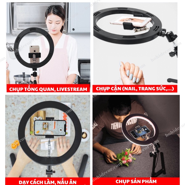 Đèn Chụp Ảnh Sản Phẩm, Nail, Đèn Quay Video Tiktok Livestream Để Bàn Hình Tròn Ringlight Mini 26cm - HoHi Decor