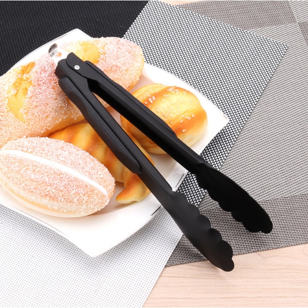 Kẹp gắp thức ăn nấu nướng đa năng màu đen bằng thép không gỉ chống trượt tiện lợi để dùng trong nhà bếp