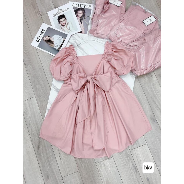 Váy babydoll A29 có dây thắt nơ sau lưng, đầm babydoll dáng xoè nhiều màu, tiểu thư, bánh bèo.