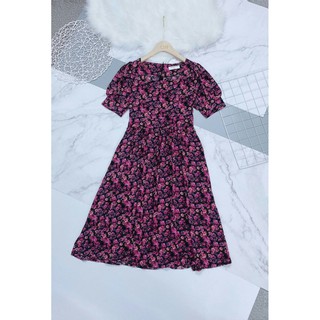 Váy maxi hoa tím cổ V