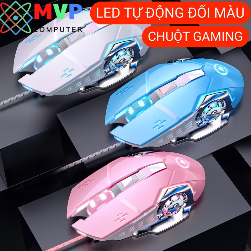 COMBO BÀN PHÍM CHUỘT MÁY TÍNH LAPTOP GAMING YINOIAO K600+G15 CÓ DÂY LED XUYÊN CHỮ NÚT TRÒN NHIỀU MÀU TRẮNG HỒNG XANH TÍM