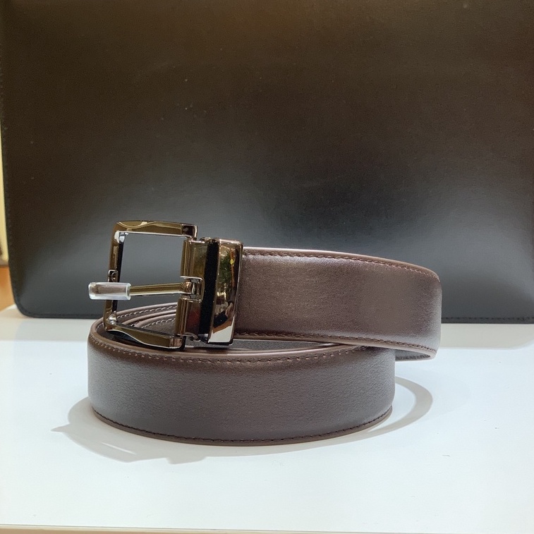 Dây Lưng da bò 2 lớp khâu viền khóa kim DLB04 DOLOMen - Bảo Hành 6 Tháng