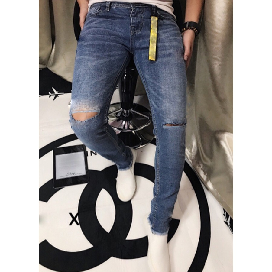 Quần Jean Nam Dáng Ôm Vừa Vải Mềm Màu Xanh Đậm Bền Màu | BigBuy360 - bigbuy360.vn