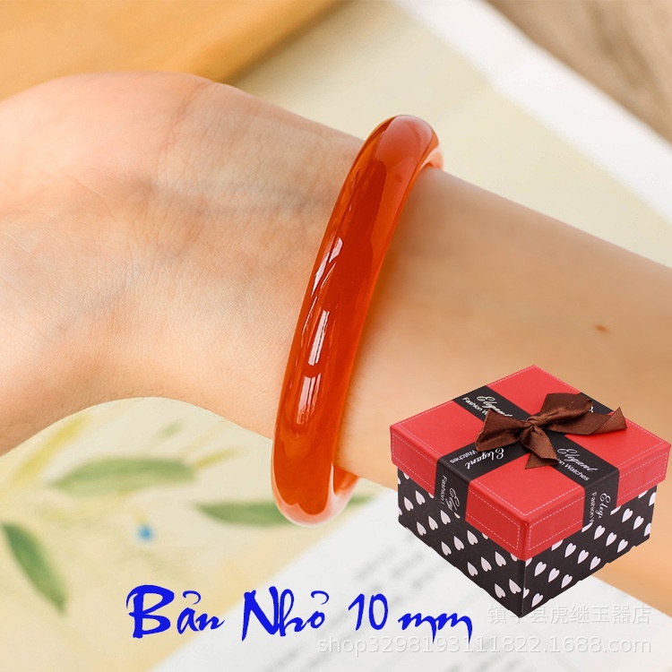Vòng tay mã não đá đỏ tự nhiên liền khối nhiều size dễ chọn có bản lớn 15mm và bản nhỏ 10mm tặng hộp đựng xinh xắn