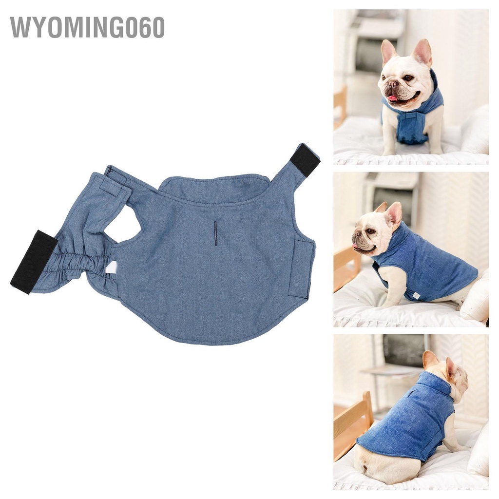 [Hàng Sẵn] Con chó mùa đông Vest ấm áp Polyester bông đệm thú cưng Áo khoác không tay cho Chihuahua Poodles Pháp Bulldog Pomeranian Denim 【Wyoming060】