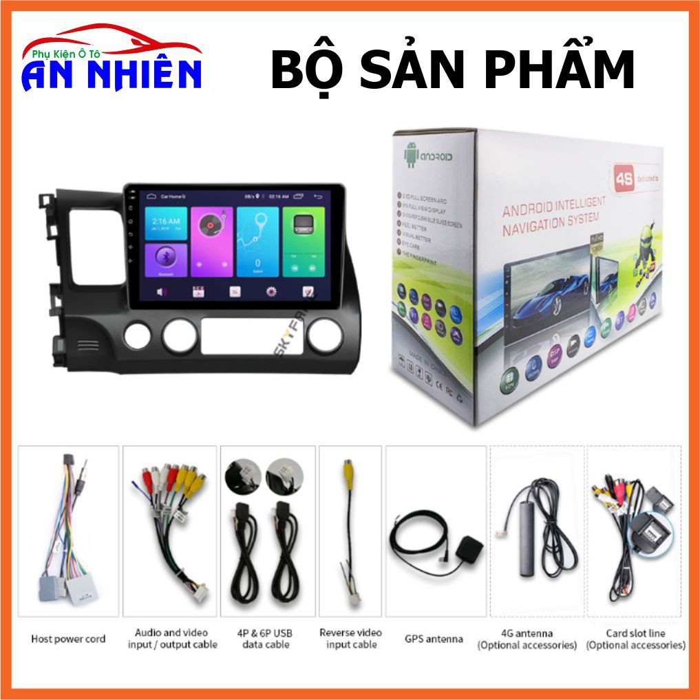 Màn Hình Android 10 inch Cho Xe CIVIC 2006-2011 - Đầu DVD Chạy Android Kèm Mặt Dưỡng Giắc Zin Cho Honda Civic