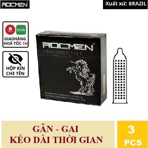 Bao Cao Su ROCMEN Long Shock Có Gai, Gân, Kéo Dài Thời Gian - Hàng Brazil