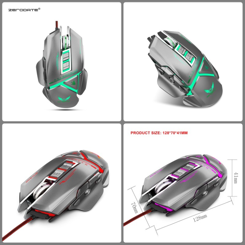 Chuột cơ gaming led RGB 3200DPI - X400GY Gray mechanical Gaming mouse 11 Key