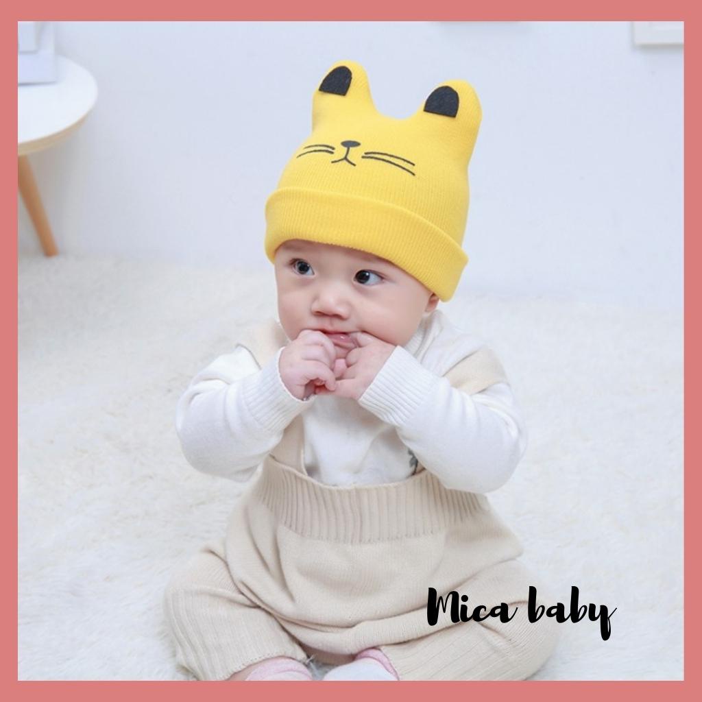 Mũ len hình mặt mèo dễ thương cho bé từ 3 tháng - 3 năm ML150 Mica Baby