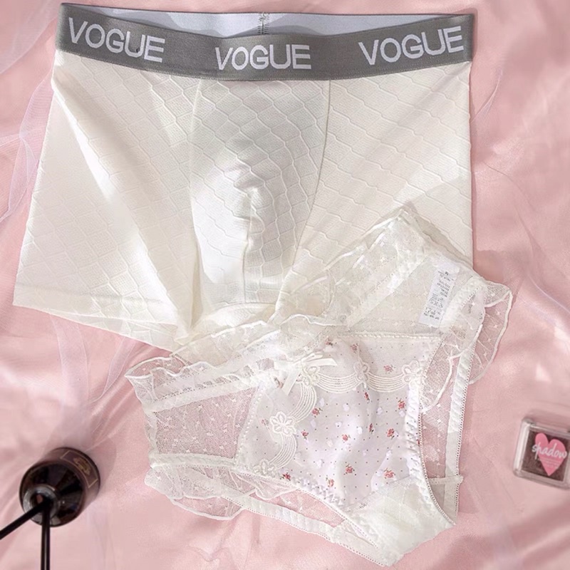 Quần lót cặp nam và nữ dễ thương chất ren cotton thoáng mát