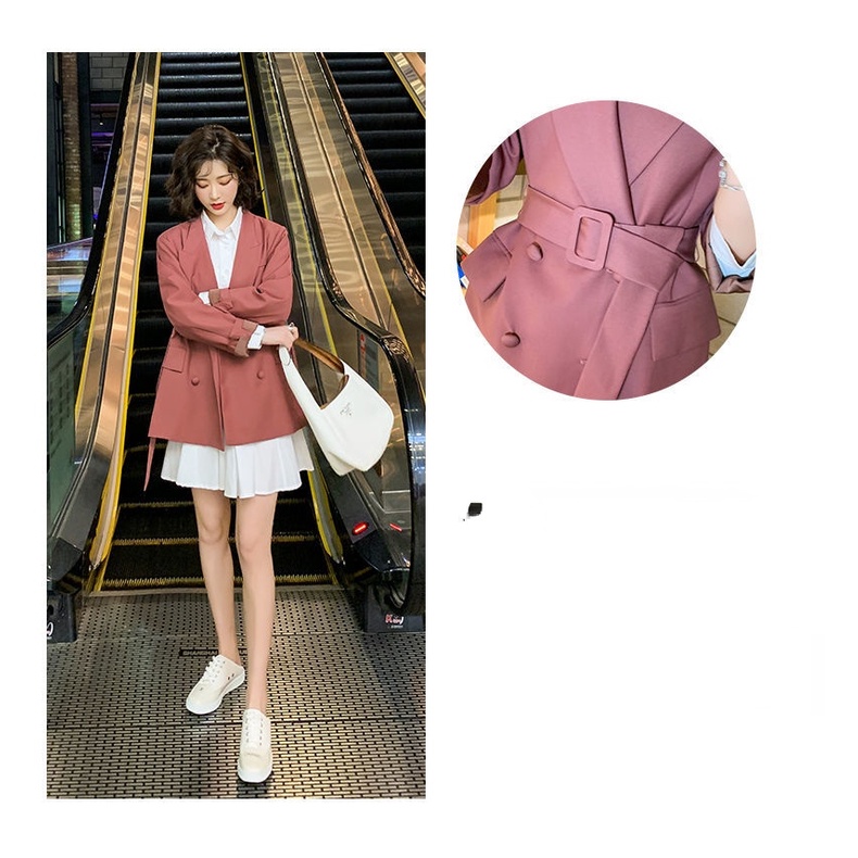 Bộ đầm trắng cổ polo và áo khoác phong cách Hàn Quốc thời trang mới dành cho nữ (Có bán lẻ)