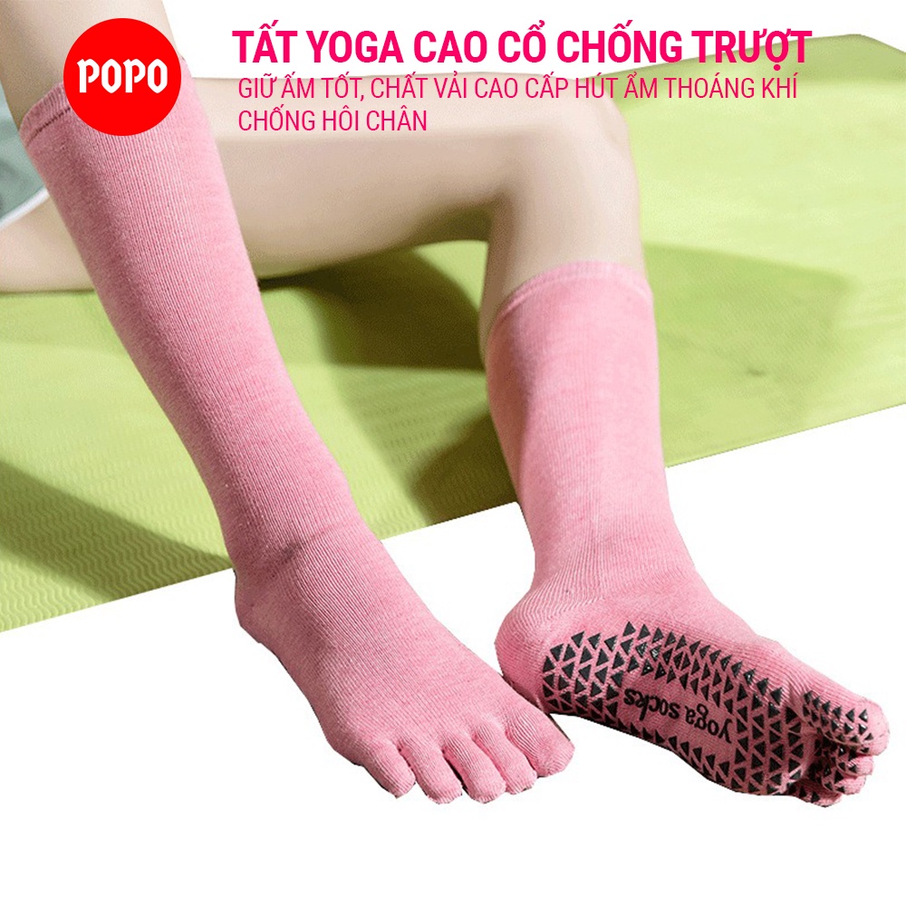 Tất Yoga Chống Trượt POPO Cổ Cao tập thể dục  êm ái, tránh hôi chân, đảm bảo an toàn