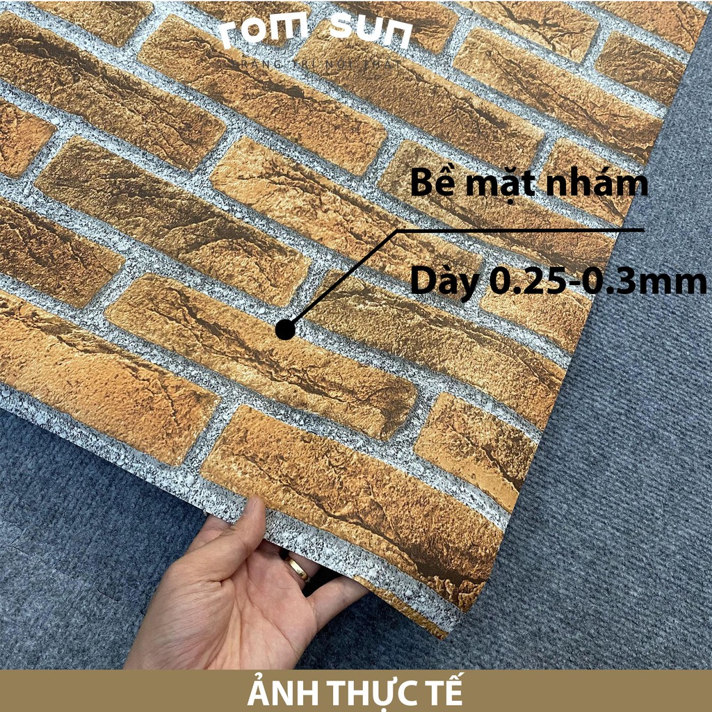 1m x khổ 60cm| Giấy dán tường giả gạch 3D dán phòng ngủ - Decal miếng dán trang trí tường hàn quốc giả gạch