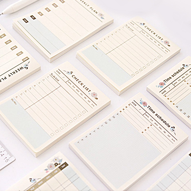 Tập 60 tờ giấy dán ghi chú phong cách Hàn Quốc 7.2cm*10.2cm DIY lên kế hoạch hàng ngày thiết kế đơn giản