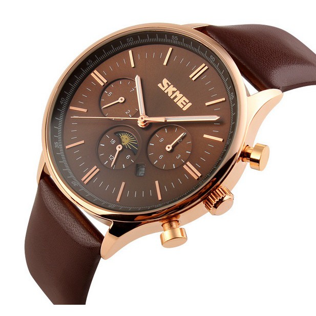 Đồng hồ nam dây da 6 kim cao cấp Skmei 9117 (6 màu)