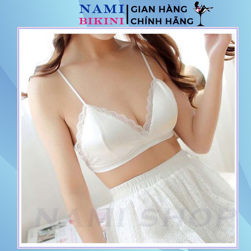 Áo bra lụa viền ren áo ngực gợi cảm có mút nâng ngực áo lót không gọng Nami | BigBuy360 - bigbuy360.vn