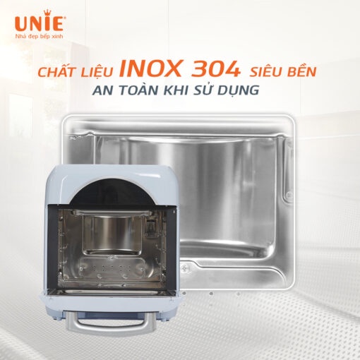 Nồi chiên không dầu hơi nước UNIE STEAM COLOR, Tính năng đa dạng : Chiên,Hấp,Nướng, Cửa kính 2 lớp, Bảo hành 12 tháng