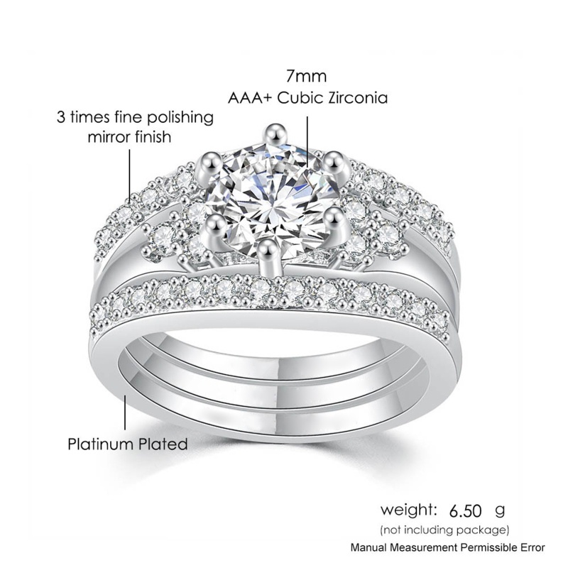 King Bộ Ba Mảnh Thắt Nút Đính Đá Zircon Tròn In Chữ I Love You for Always with AAA Phổ Biến Cho Đính Hôn