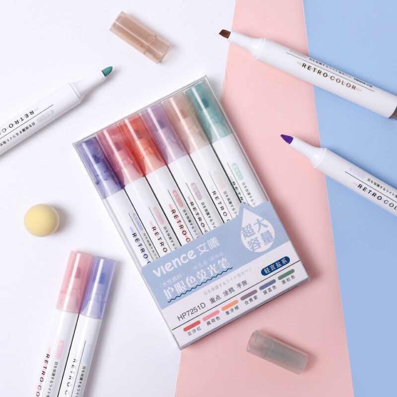 [FREESHIP❤️] Bộ bút dạ quang 6 màu xinh xắn tiện dụng, bút đánh dấu bút nhớ k độc hại bảo vệ mắt cho bạn rất tốt
