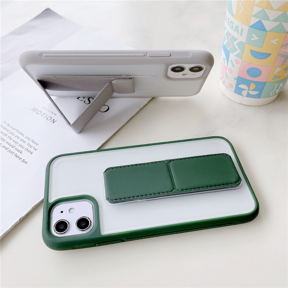 Candy Color Apple iPhone 12 Soft Silicone+PC Case With Holder Ốp lưng iPhone 12 Mobile Phone Cover Case Cover