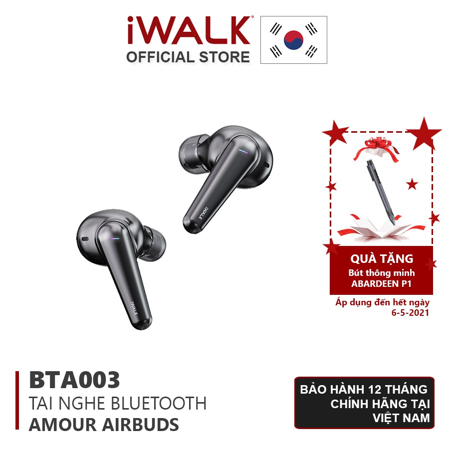 [Mã 2404EL10K giảm 10K đơn 20K] Tai nghe True Wireless iWALK Amour Airbuds Tích Hợp Xuyên Âm - BTA003