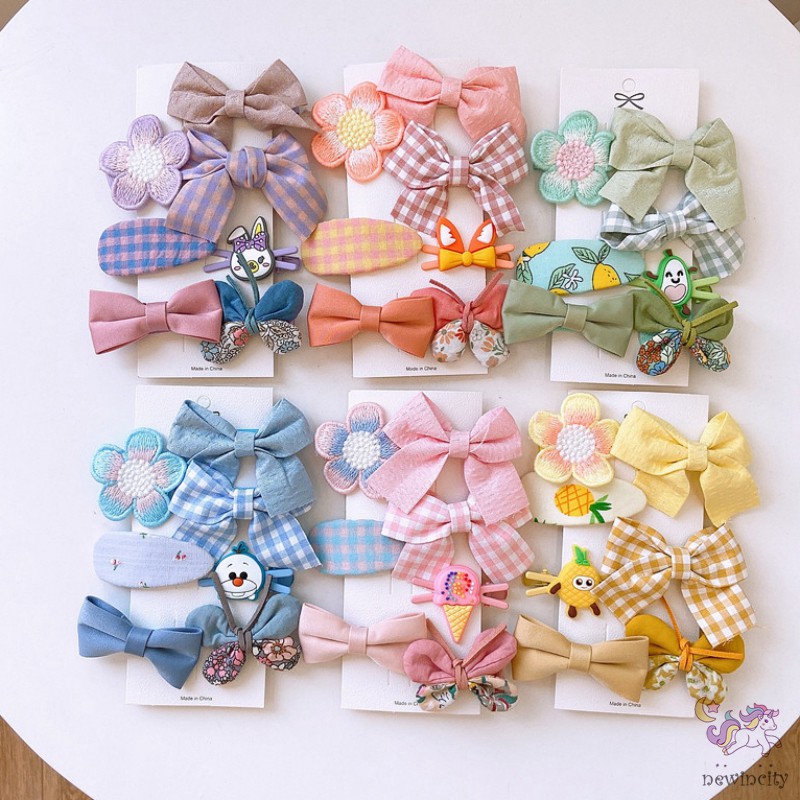 Set Kẹp Tóc Nơ Màu Sắc Ngọt Ngào Phong Cách Hàn Quốc Dành Cho Bé Gái