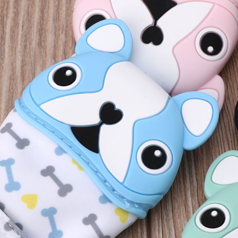 Găng Tay Ngậm Mọc Răng Chống Cắn Bằng Silicon Họa Tiết Hoạt Hình Cho Em Bé Sơ Sinh